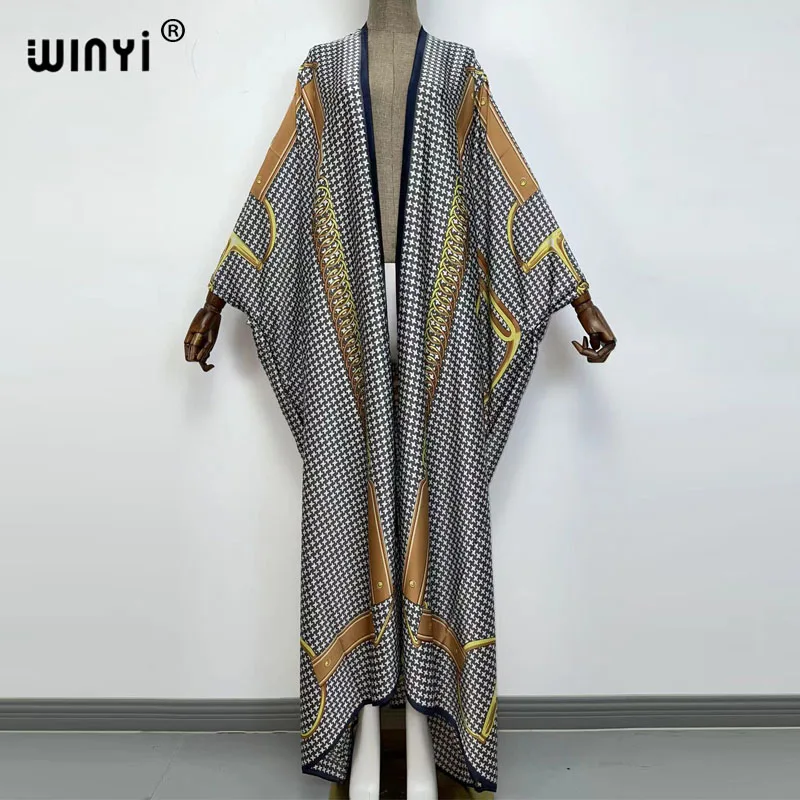 WINYI holiday Kimono da spiaggia oversize con fusciacche Bohemian africa party Sexy Cardigan lungo manica donna sukienka Fringe Cover-Up