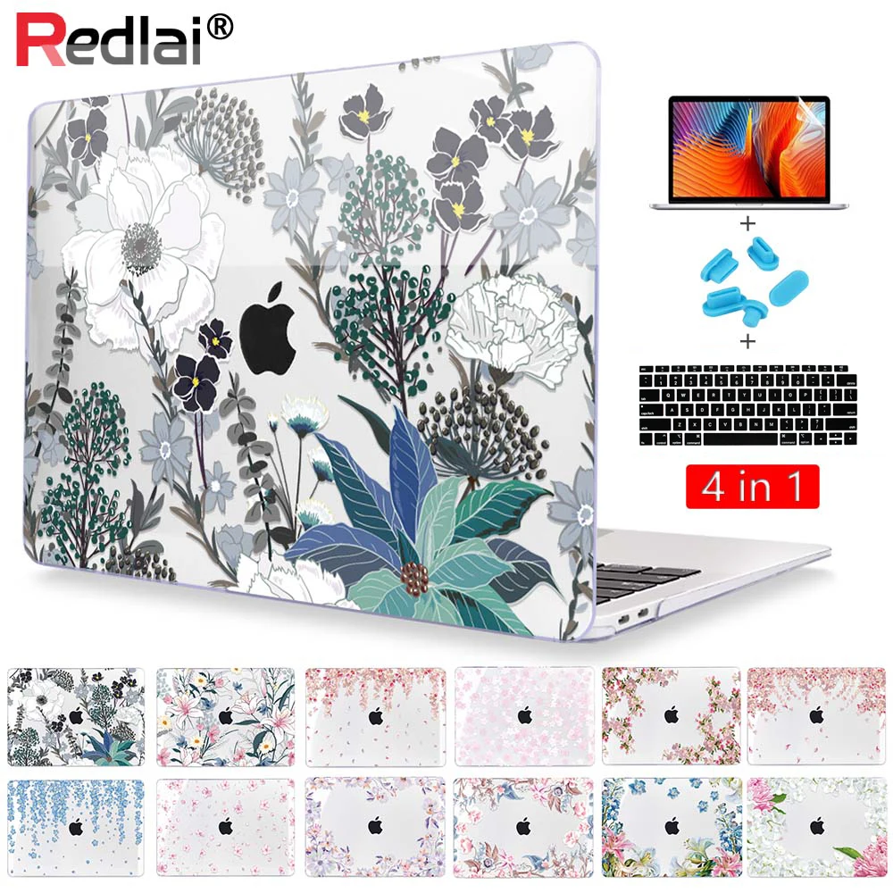 Floral Print Plastic Hard Shell Case for MacBook Air Pro 13 14 16 inch M4 M3 M2 2023 2022 A2681 A2338 A2179 A2337 M1 A2779 A2780