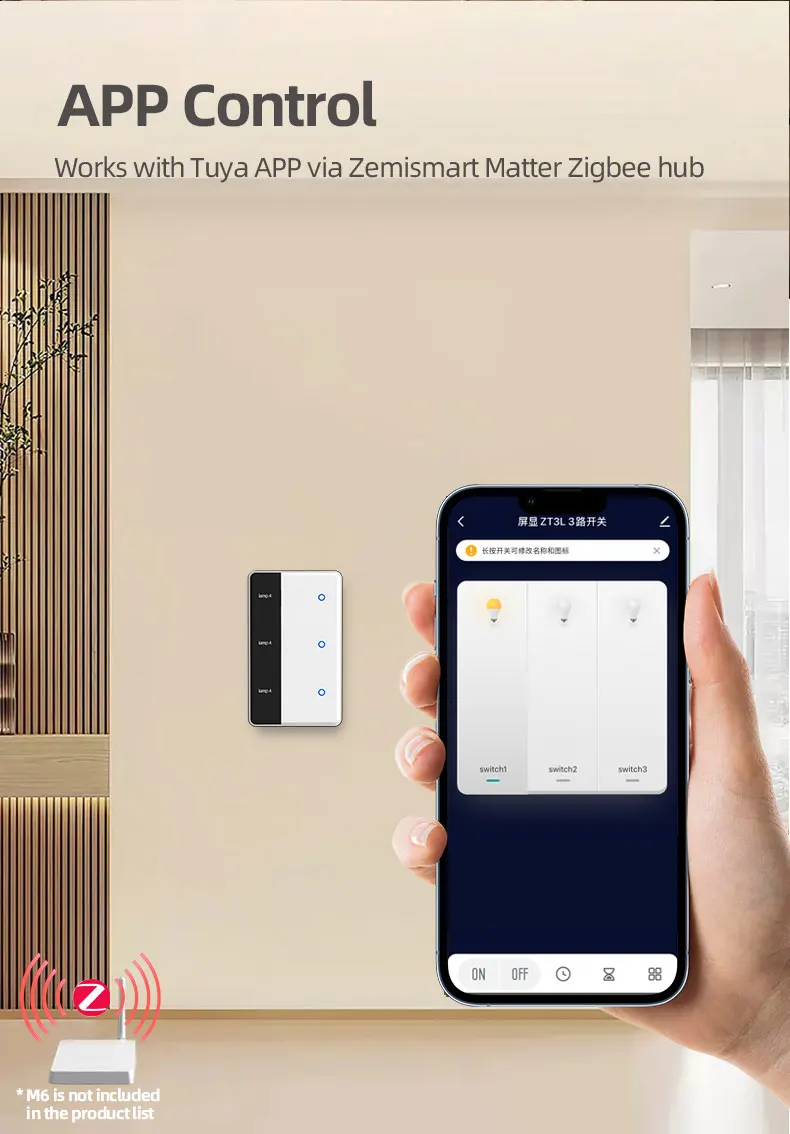 Zemismart DIY Namensschalter Zigbee Smart Display Bildschirm Touch Lichtschalter US-Typ Funktioniert mit Tuya Alexa Google Home Sprachsteuerung – Detail 12