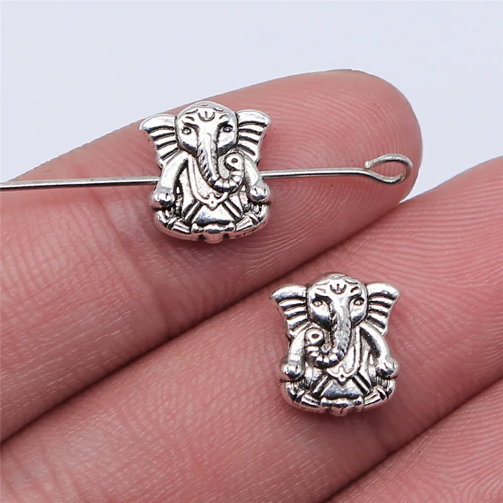 20pcs Elephant Charms For Jewelry Making Elephant Beads Antique Bronze Silver Color Antique Jewelry Making DIY Handmade Craft