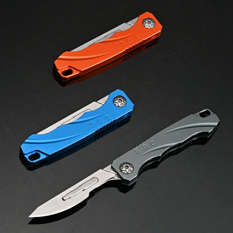 Titanium Alloy Quick Opening Folding Knife Practical Knife Mini Folding Key Chain Scalpel EDC Express Opening Knife