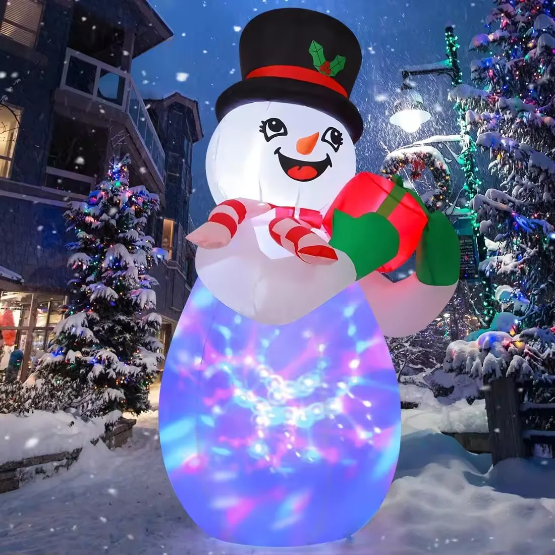

6 FT Christmas Blow up Snowman Inflatable, Inflatable Snowman Inflatable Christmas Decorations with Colorful LEDs