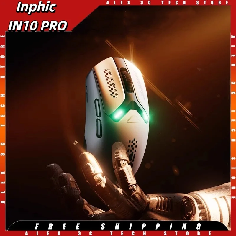 

Inphic IN10 PRO Wireless Mouse PAW 3950 Bluetooth 8K Hz Polling Rate Nano Ice Coating 62 g Lightweight Ergonomic Gaming Mouse PC