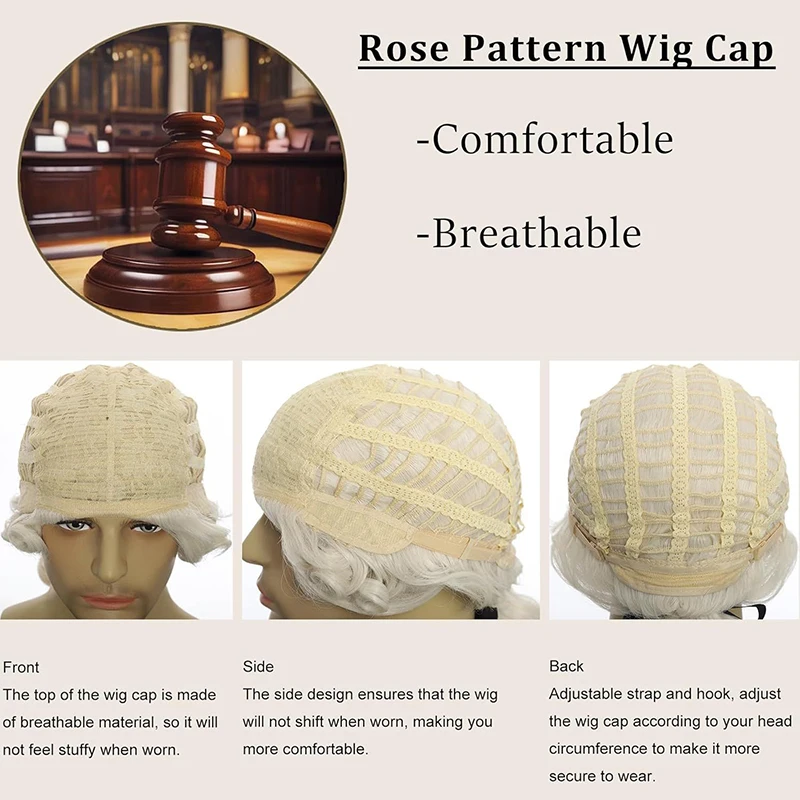 مناسبة للهالوين: رمادي، أبيض، بيج، أسود، محامي، قاضي، باروكي، تاريخي فاخر، كوسبلاي صناعي، شعر مستعار مجعد