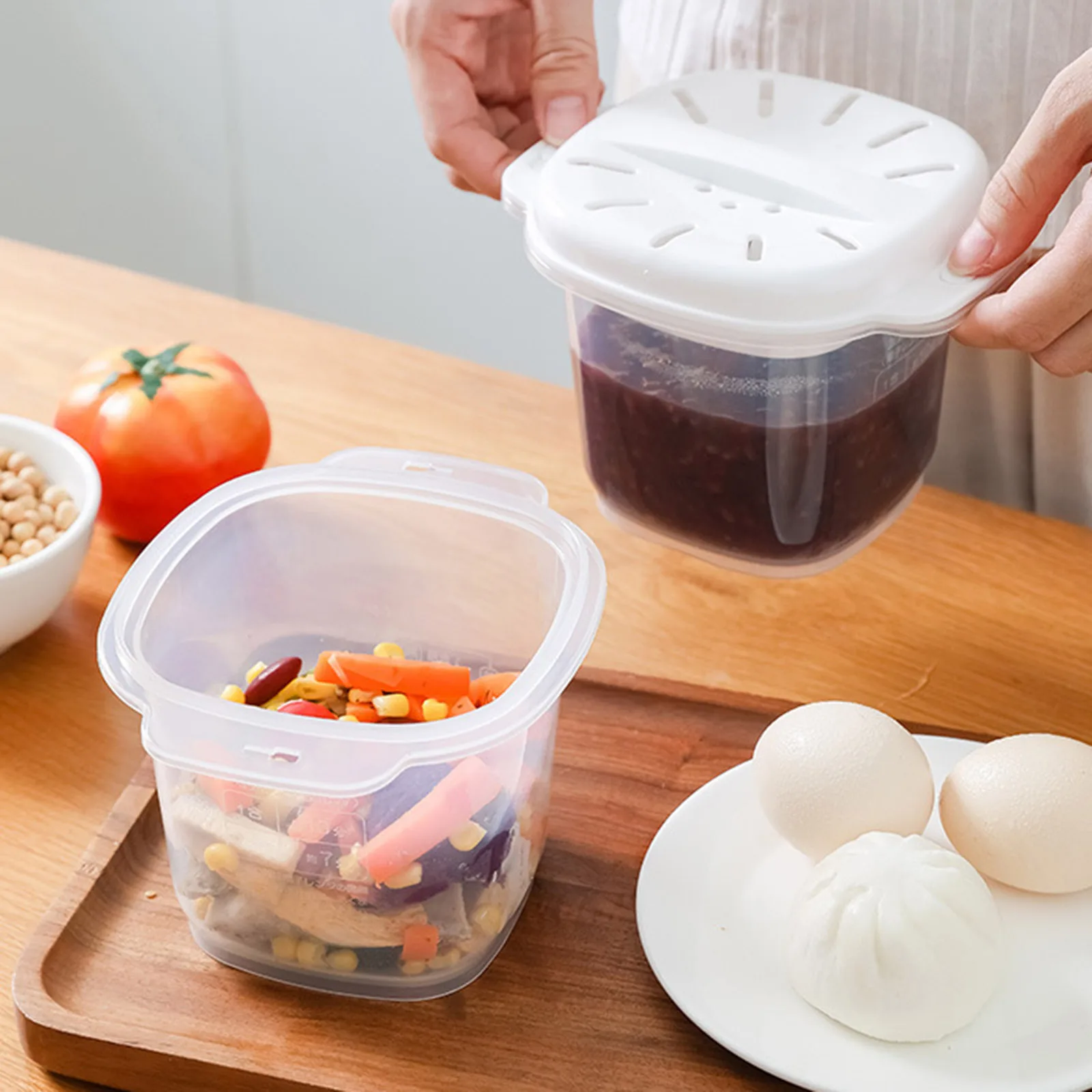 700ML kuchenki mikrofalowej ryżowar wielofunkcyjny parowiec do gotowania gorącej zupy pudełko na Lunch Bento klasy spożywczej PP Kitche naczynia do gotowania na parze