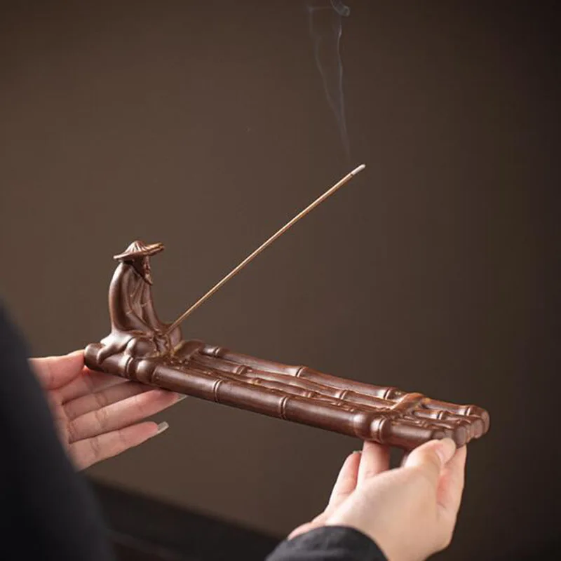 Jiangtaigong Fishing Stick Incense Holder Household Fragrance Censer Chan Sandalwood Incense Base Tea House Home Decoration