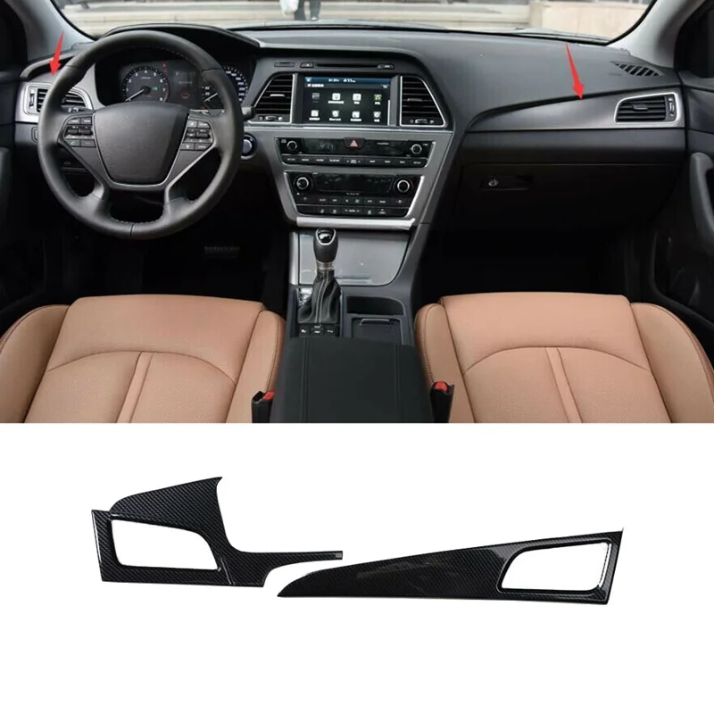 2Pcs for Hyundai Sonata 2015-2017 Carbon Fiber Side Dash L&R A/C Air Conditioner Outlet Vent Cover Panel Trim