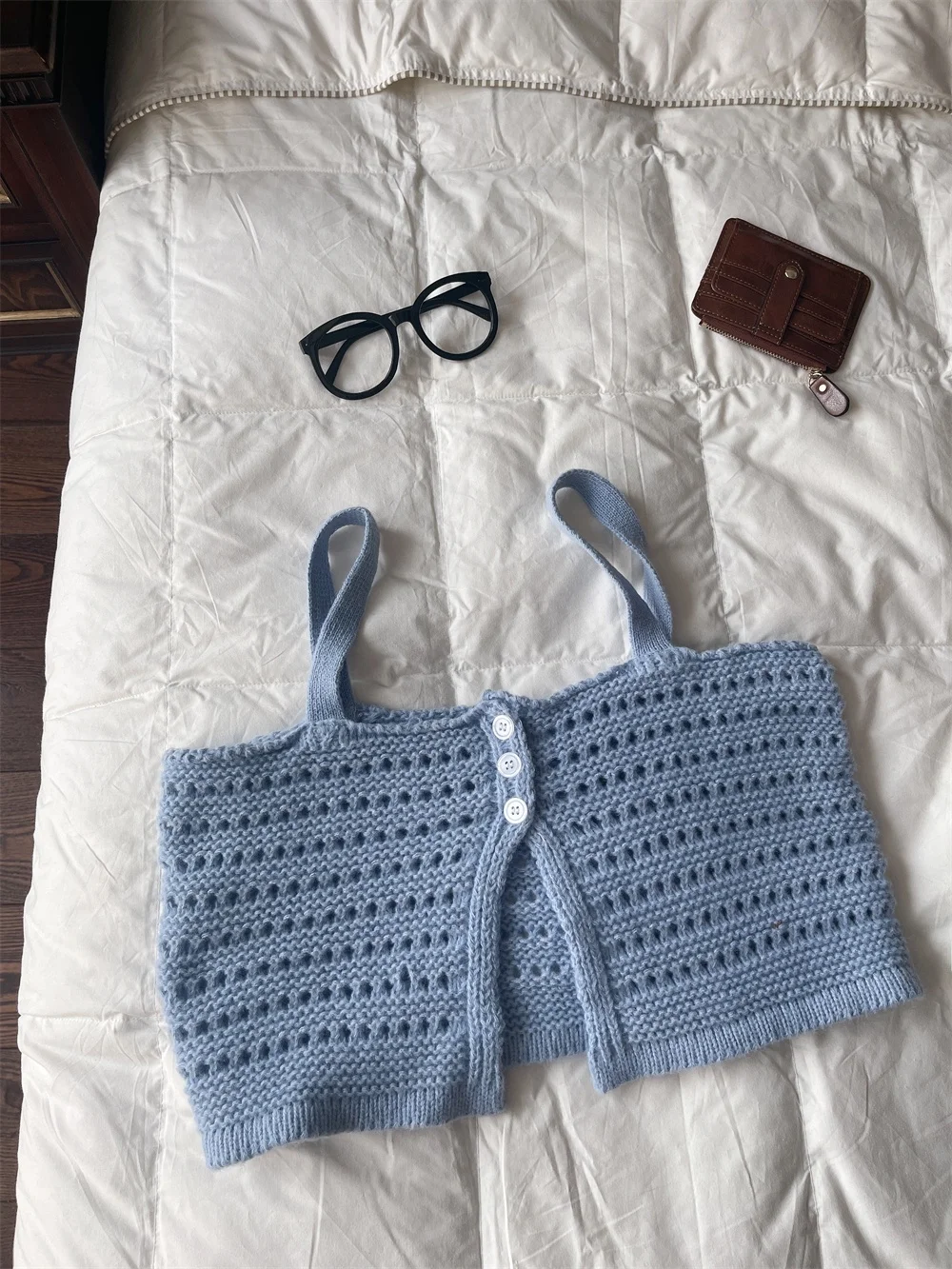 Conjunto de Top de Alças com Design de Renda Feita à Mão, Coleção de Verão Feminina Csole Svel