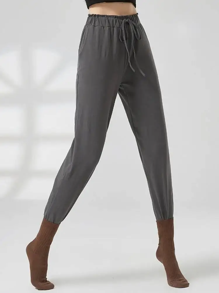 Pantaloni carota a vita alta in tinta unita per donna Pantaloni per costumi da performance con vestibilità ampia affusolata per danza classica per palcoscenico