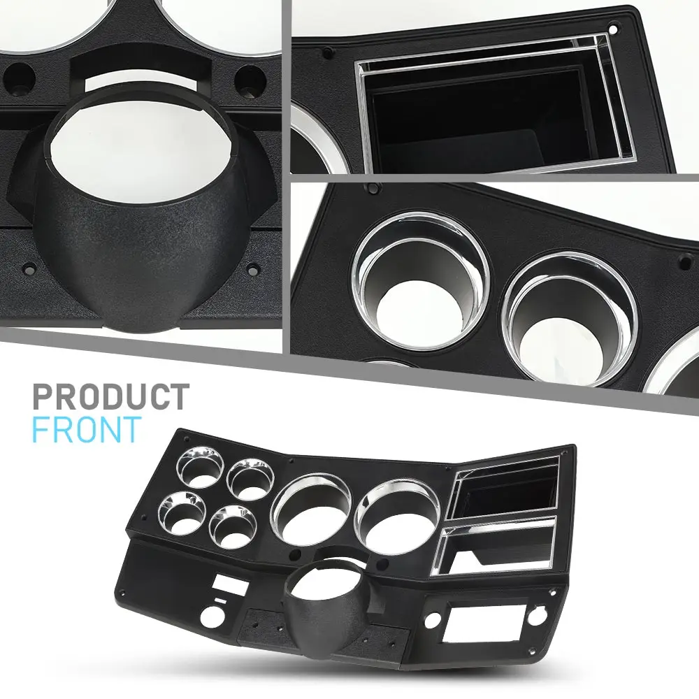 Moldura do painel do caminhão com A/C e furo do interruptor do limpador compatível com Chevy Gmc Truck Blazer Suburban 1981-1983 preto com caixa de armazenamento