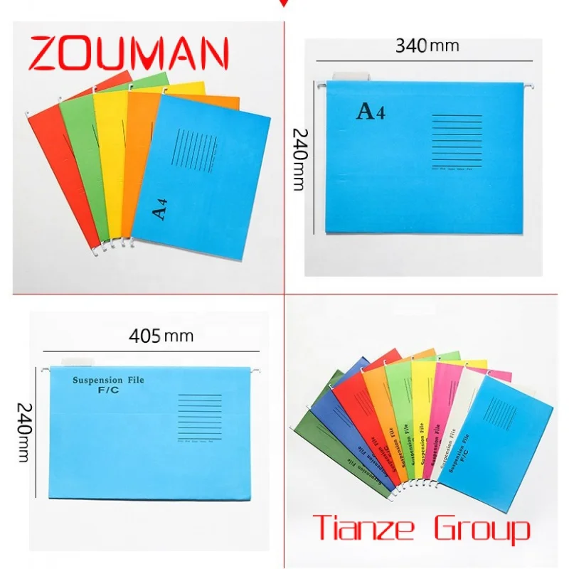 재활용 서스펜션 파일, 다양한 색상, 종이 걸이식 파일 폴더, 명확한 탭 및 삽입물, 상자당 25 개
