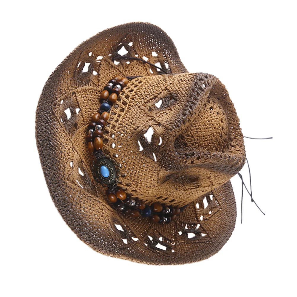 หมวกคาวบอยฟางสำหรับผู้ชายและผู้หญิง หมวกกันแดดสไตล์ตะวันตกสำหรับฤดูร้อน หมวกปีกกว้างสำหรับชายหาด หมวกสำหรับผู้ใหญ่และเยาวชน