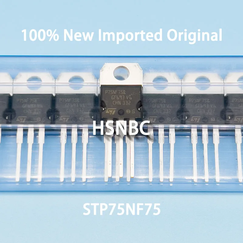 

10Pcs/Lot STP75NF75 P75NF75 TO-220 75V 80A MOSFET N-channel Power Transistor 100% New Imported Original