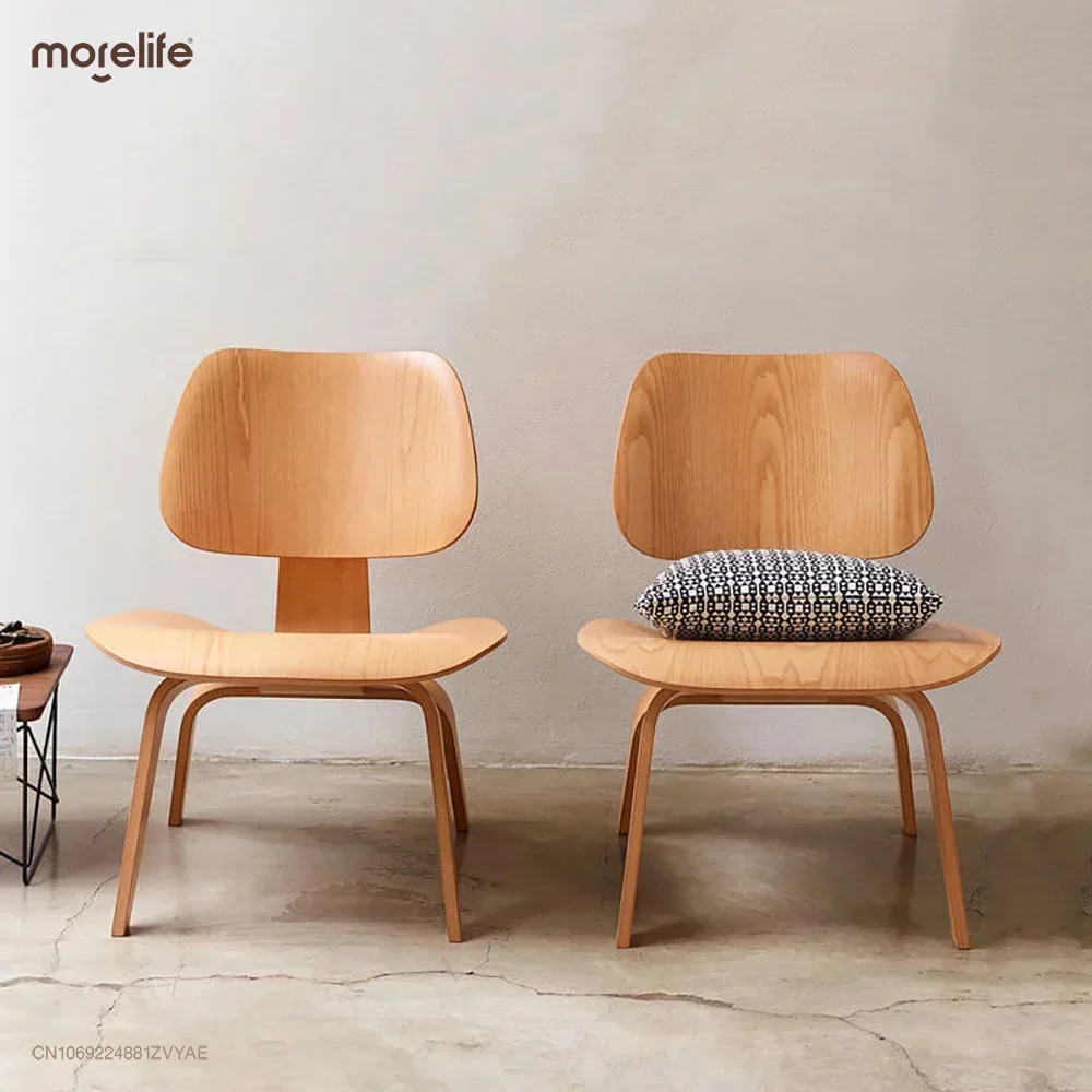 Molded Plywood Simple Leisure Chair Armchair Wood Legs Natural Living Room Century Wood Replica Accent Chairs Home Furniture