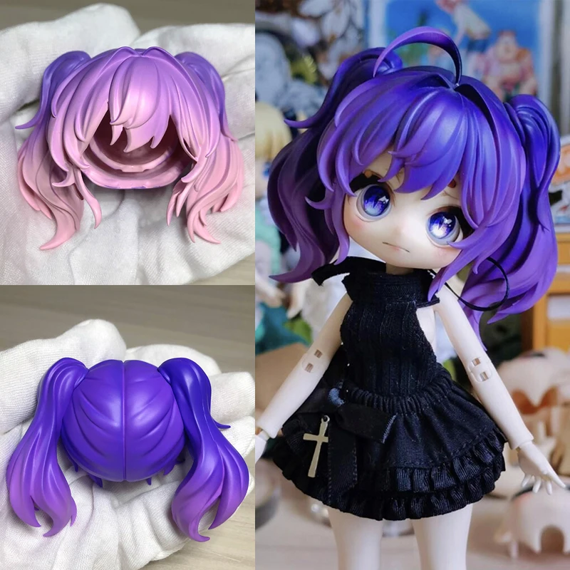 Kawaii Dolls Gsc Replacement Hair Cute Twin Ponytail Wig  for Ob11,OB22, 1/12BJD Doll Accessories Toy Boy Girl Wig Gift