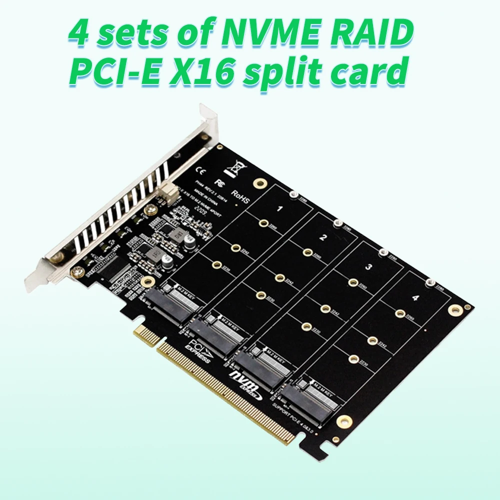 

PCI-E Signal Split Array Card NVME 4 Disk Array Card Supports SSD/M.2 PCI-E Device of M.2 NVME Protocol of Hard Disk