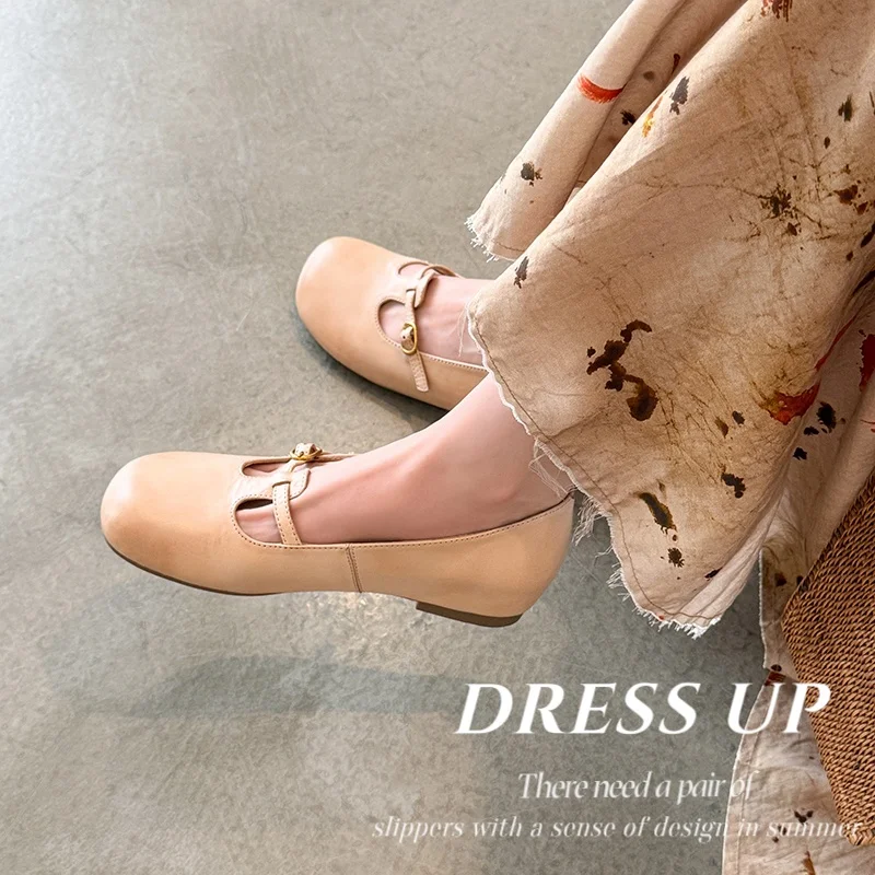 2026 new spring autumn women pumps natural leather 22-25cm washed cowhide+pigskin+sheepskin t-buckle mary janes women shoes
