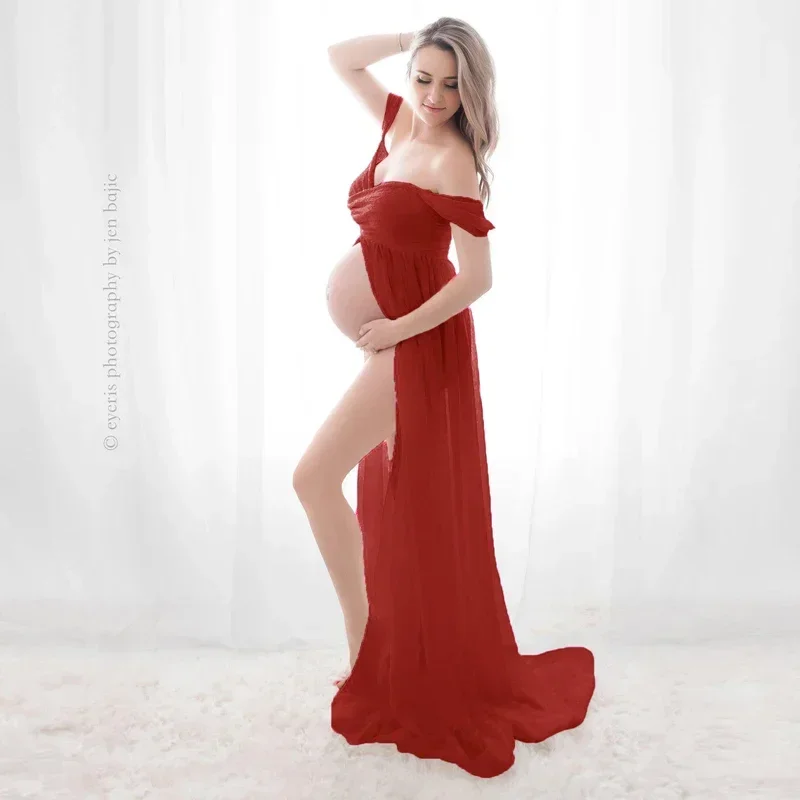 White Sexy Maternity Dresses for Photo Shoot Photography Props Women Pregnancy Dress Lace Long Strapless Maxi Dress