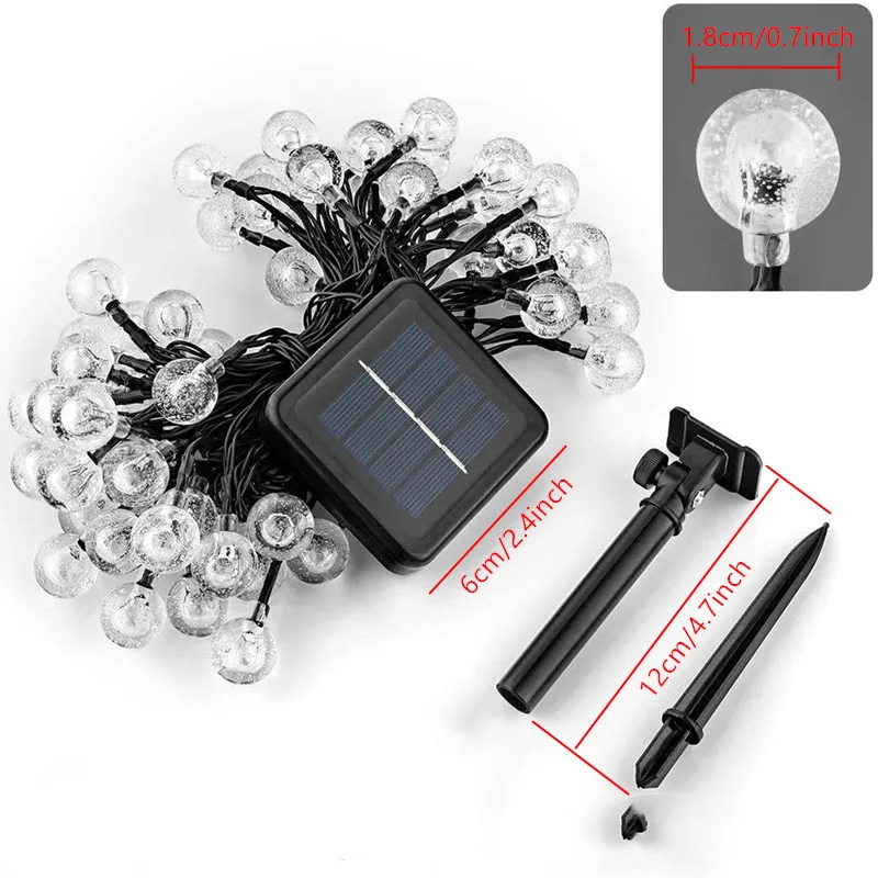 태양 정원 버블 라이트 문자열 20/50/100LED 8 조명 모드 나무 마당 파티 크리스마스 할로윈 야외 캠핑 장식