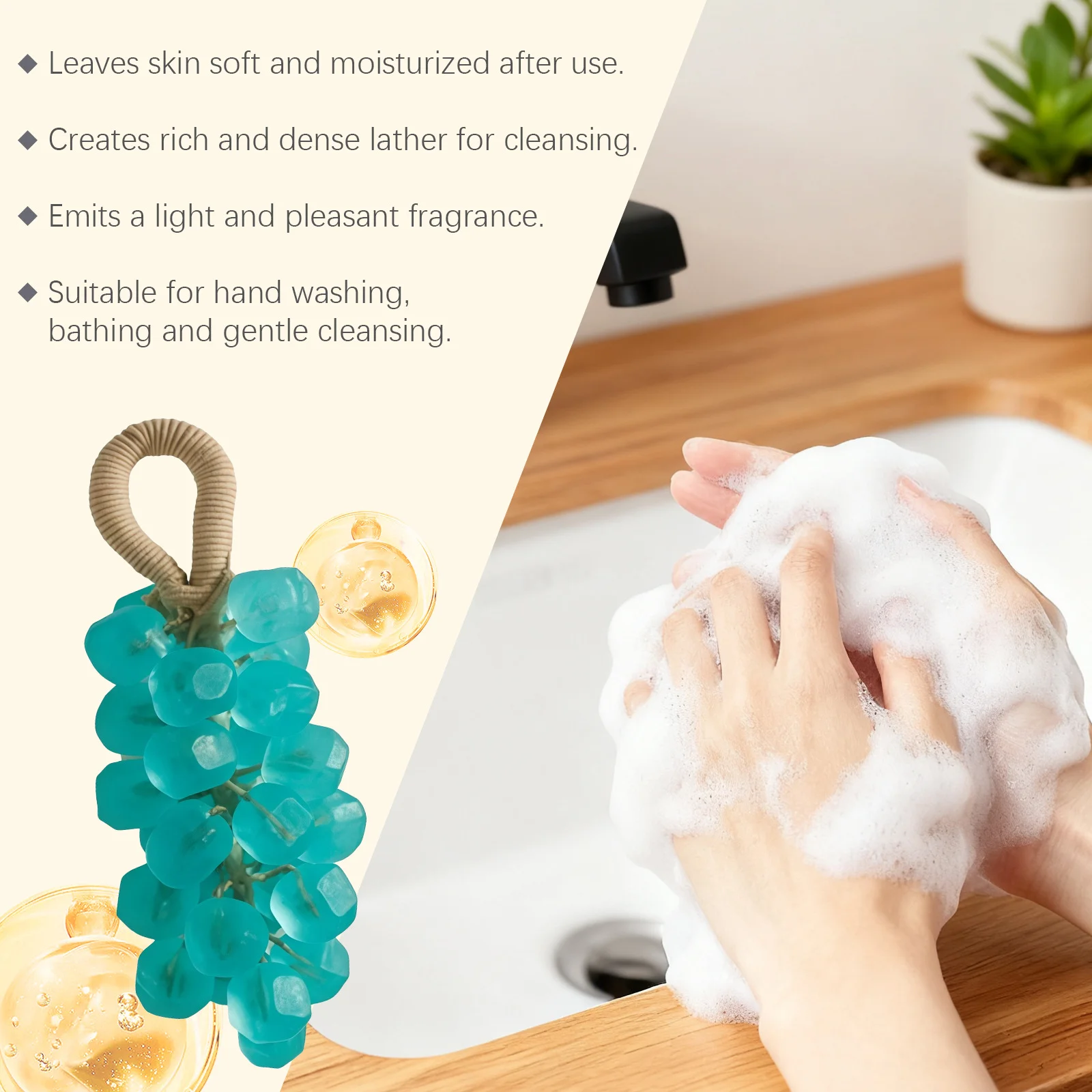 العنب اليدوية الصابون الوجه الجسم تنظيف تقشير سطع ترطيب الجلد فاكهي العطر الإبداعية DIY كريستال العنب الصابون