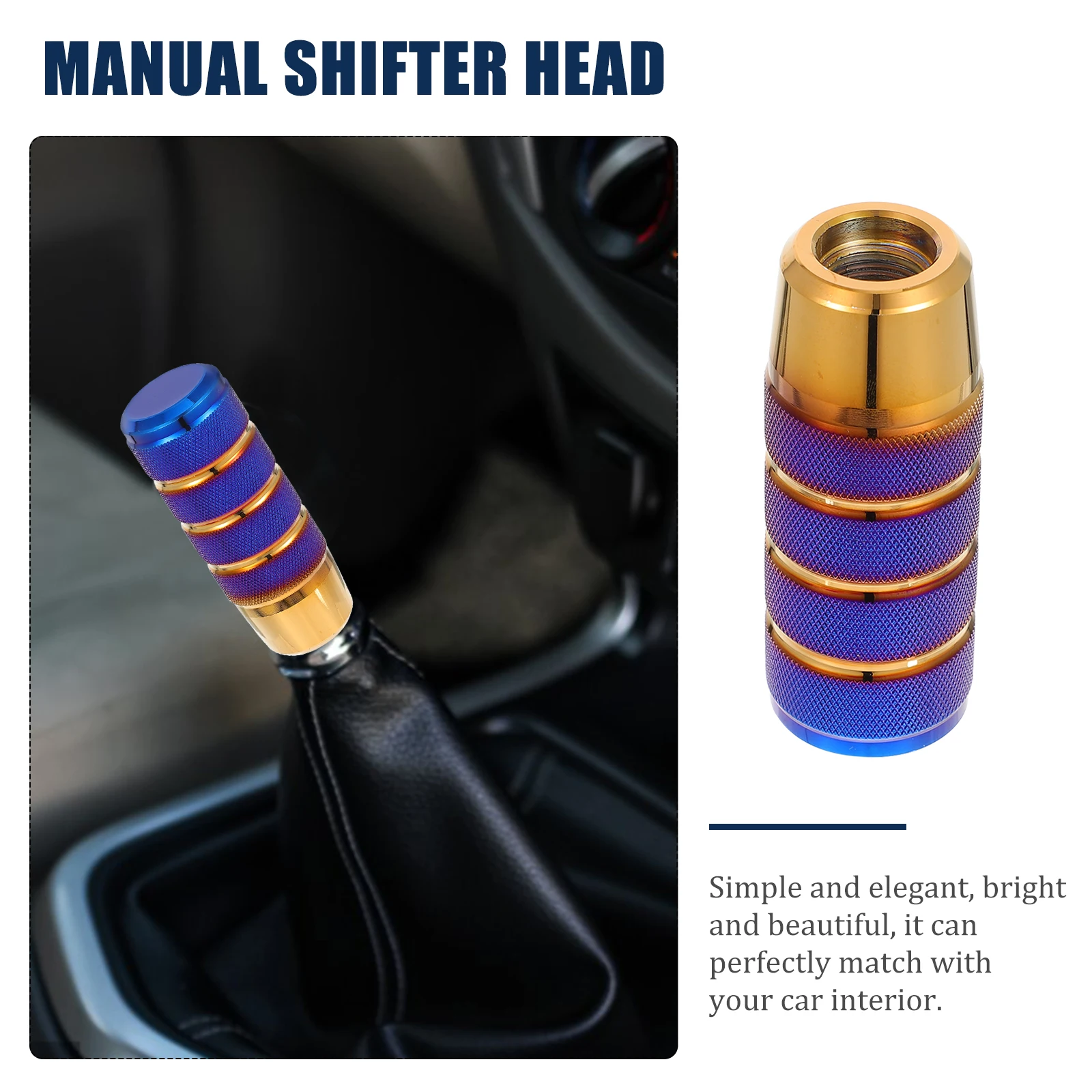 

1pc Car Gear Knob Manual Shifter Head Aluminum Alloy Anti Slip Durable Long Life Auto Gear Stick Professional Accessories