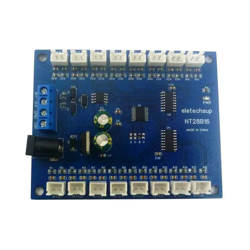 16 CH RS485 Temperature Acquisition Board RTU Paperless Recorder 10K/20K/50K/100K B3950 NTC Sensor NT28B16