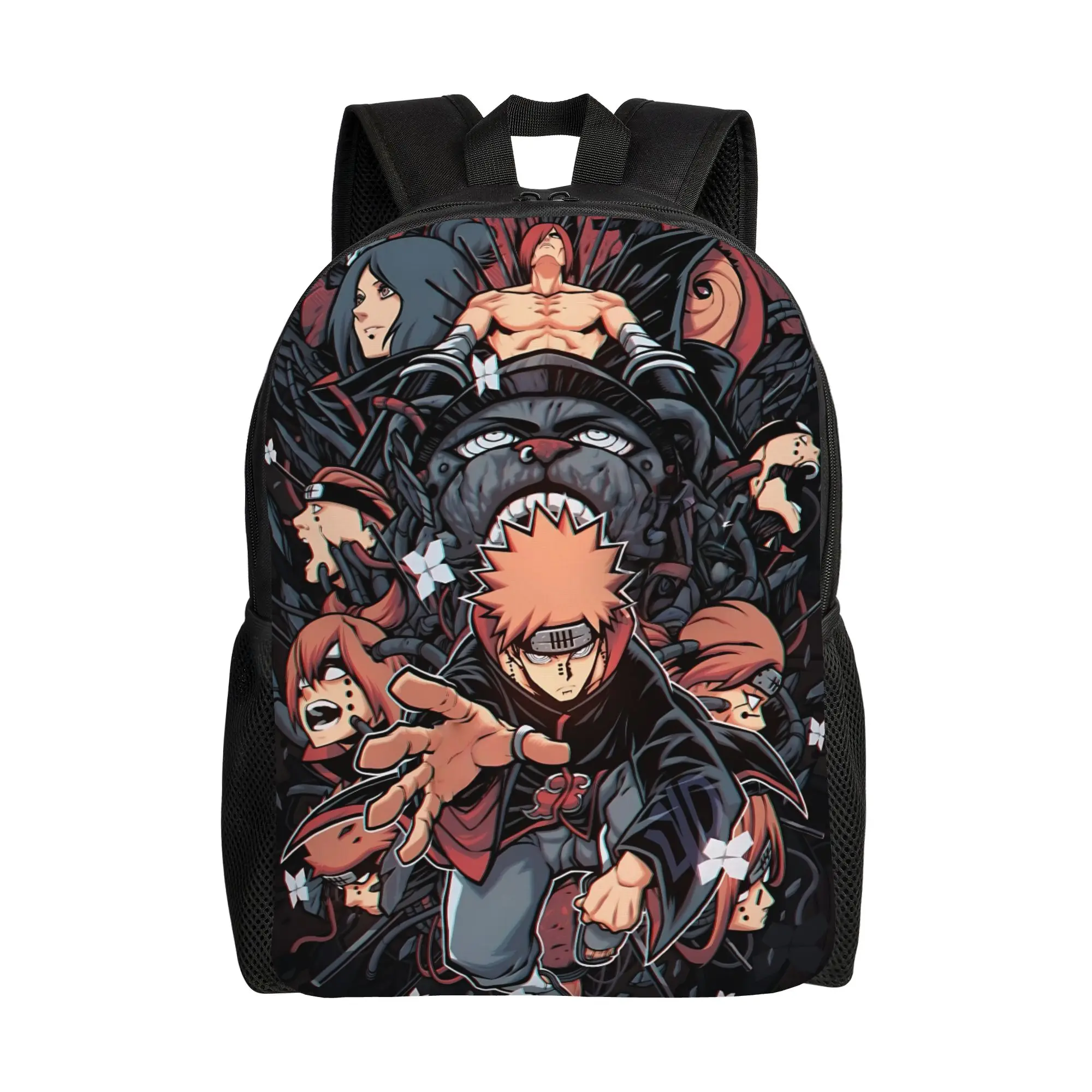Mochilas de moda Naruto anime comic Daypack mochila com alça ajustável e fecho de zíper para viagem