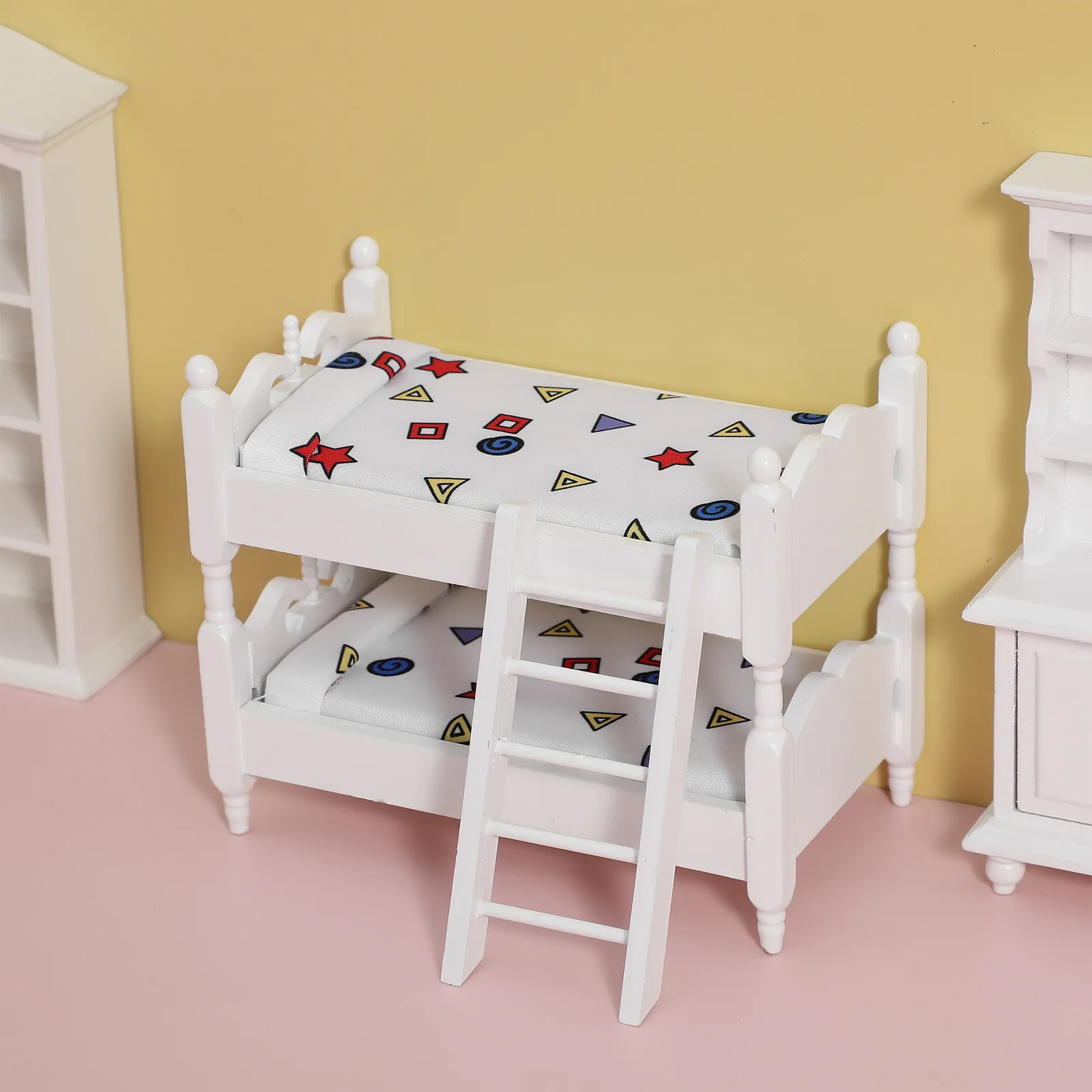 

Miniature Wooden Bunk Bed Small Mini House Furniture Bedroom Decoration Photo Prop Mini Furniture Ornament Bunk Bed Ornament,