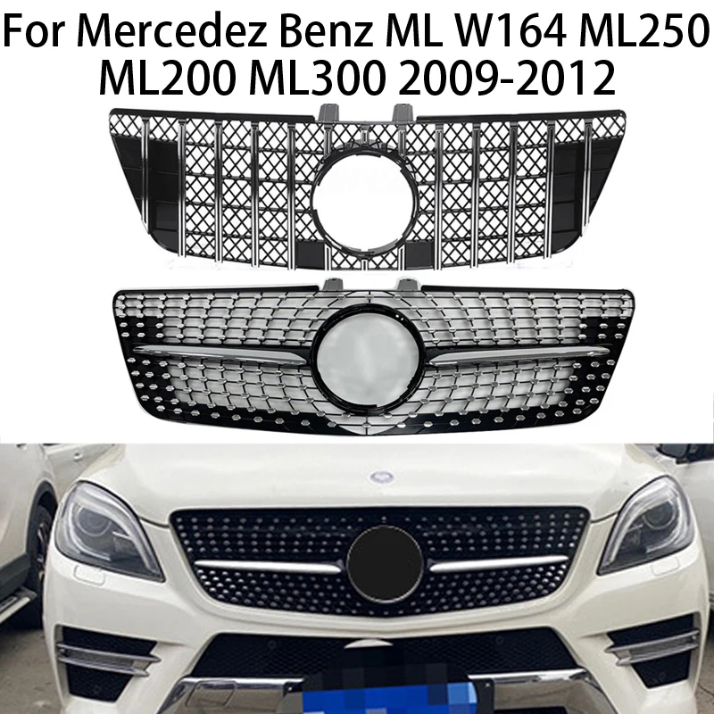 GT/Diamond Style For Mercedez Benz ML Class W164 ML250 ML200 ML300 20009-2012 Racing Front Radiator Grill Kidney Grille Bumper