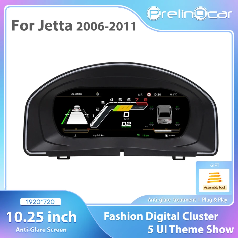 10.25'' Lcd Radio Instrument Paneel Cockpit For VW  Jetta 2006 7 8 9 10 11 years modify Auto Digital Dashboard Cluster