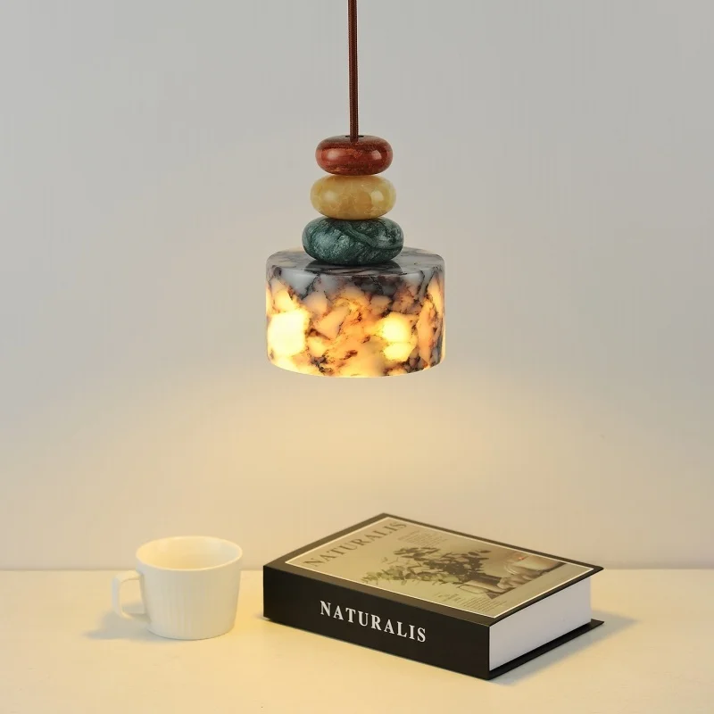 Natural colored stone pendant light Nordic marble LED pendant light suitable dining room living room bedroom home decoration