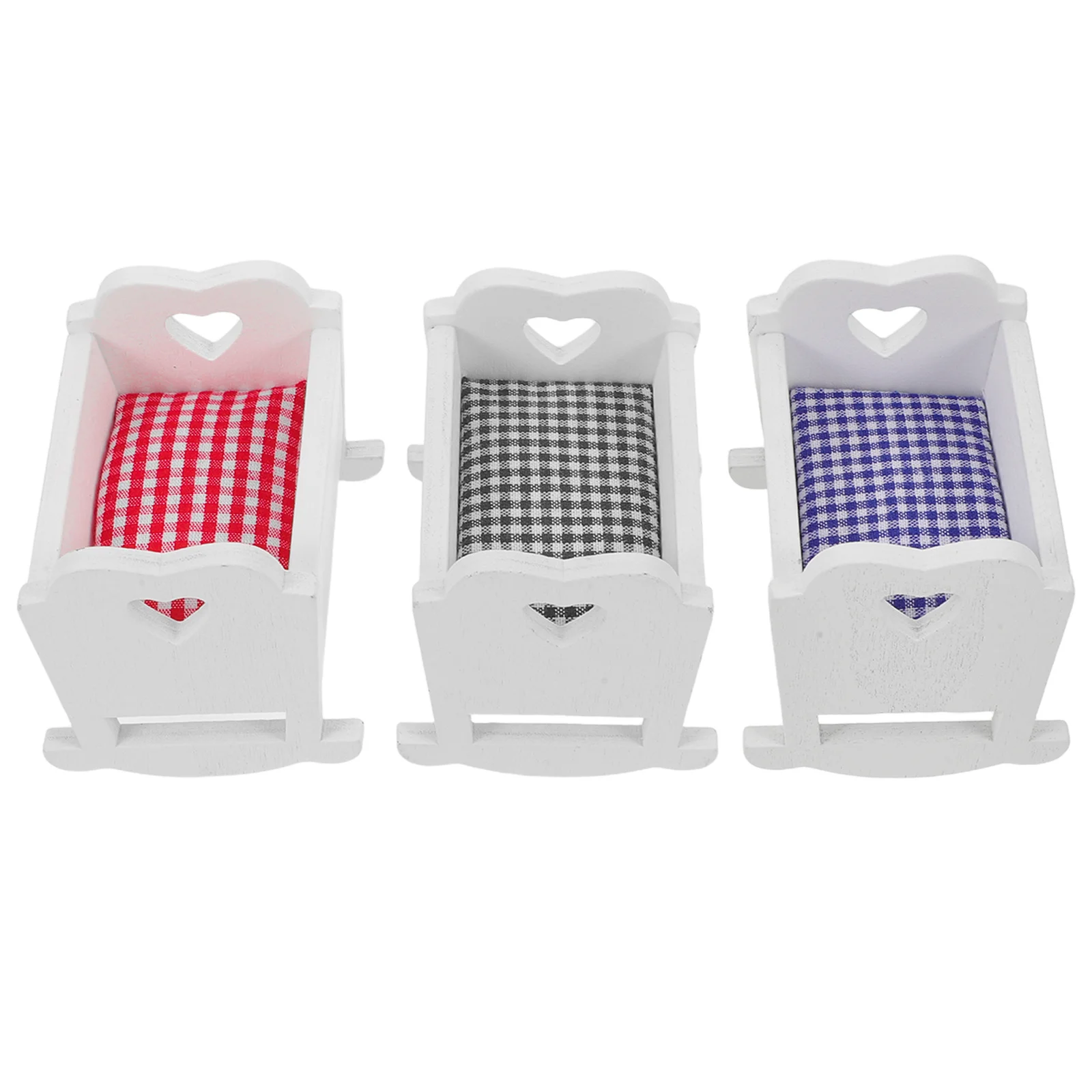 3 stuks miniatuur 1:12 schaal wieg babykamer meubilair realistische instelling veelzijdige thema's compact mobiel ontwerp