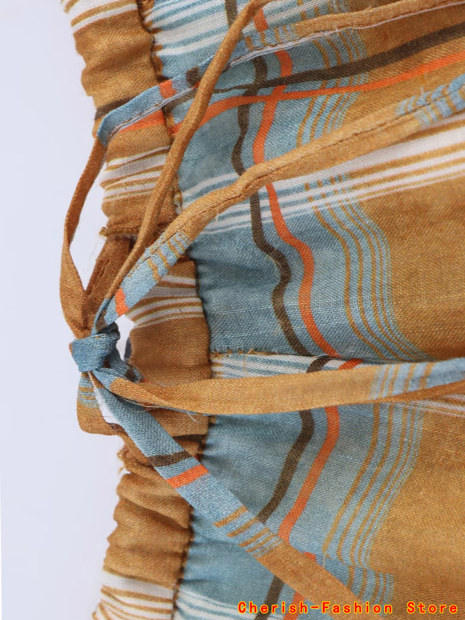 Pantaloni da donna vintage casual chic tasche scozzesi con coulisse pantaloni larghi dritti moda 2025 pantaloni Boho per le vacanze autunnali lanterna