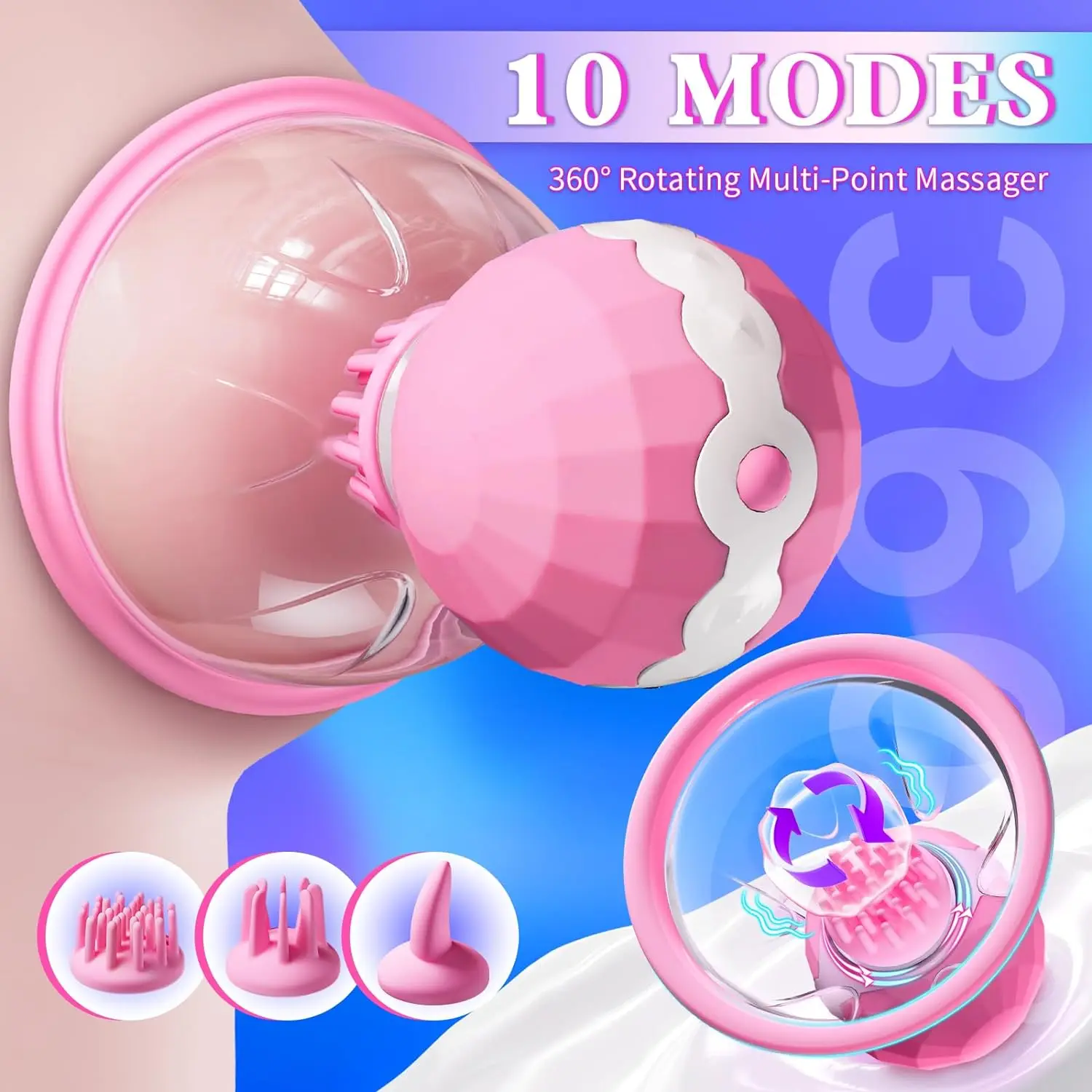 HESEKS 360° Rotating Breast Suckers Massager Nipple Vibrator for Women Manual Sucking Vibrator Stimulator Nipple Clamps Sex Toys