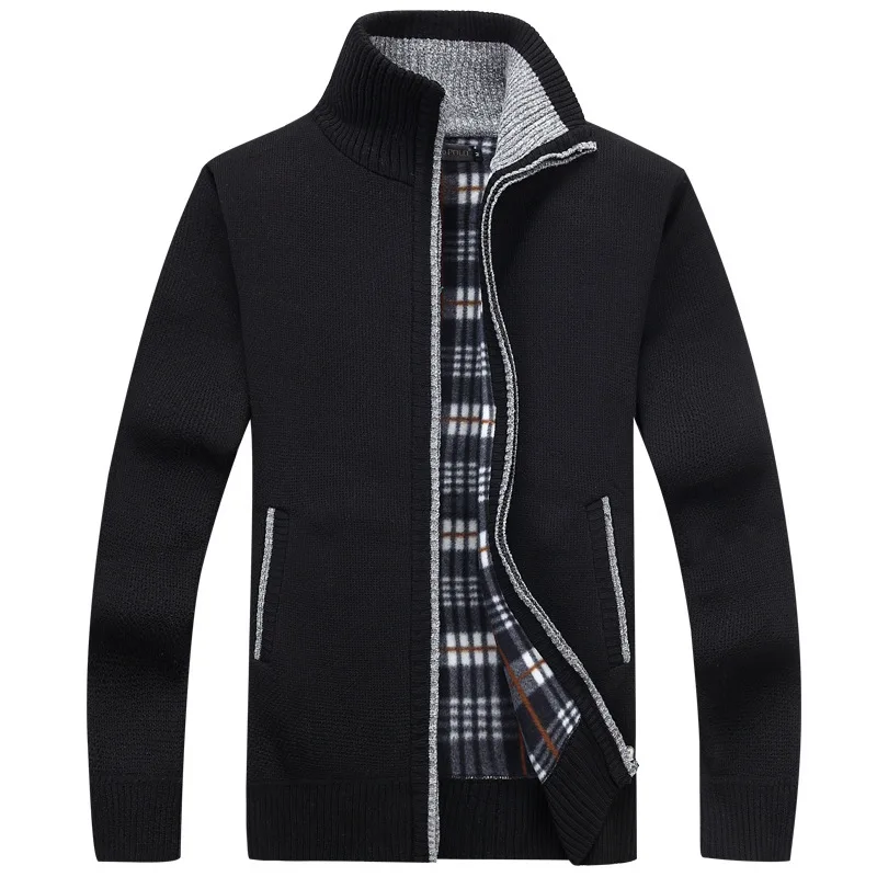 

Zipper Cardigan Knitted Men Sweaters Long Sleeve Stand Collar Sweater Outerwear Casual Loose Autumn Slight Strech Casual