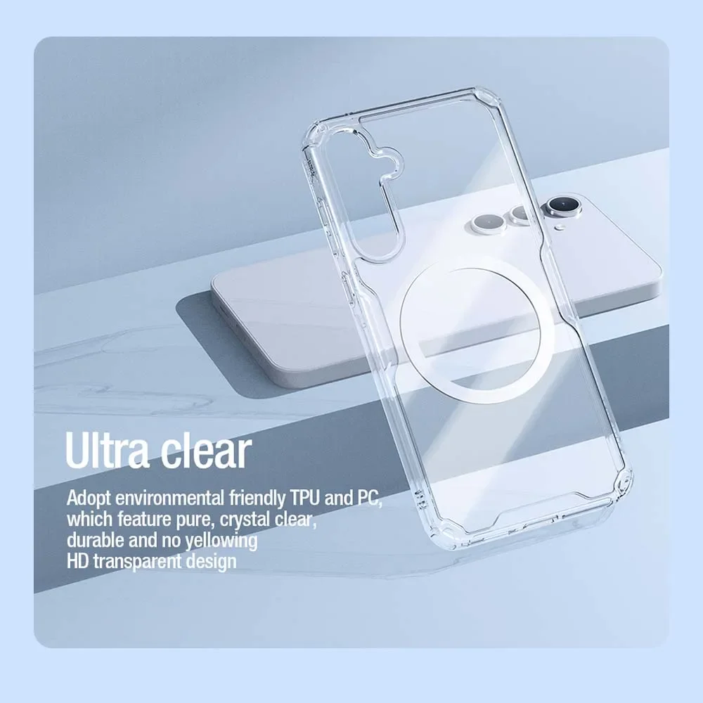 Original Nillkin Transparent Armor TPU Magsafe Case for Samsung Galaxy A55 Airbag Corners Magnetic Wireless Clear Back Cover