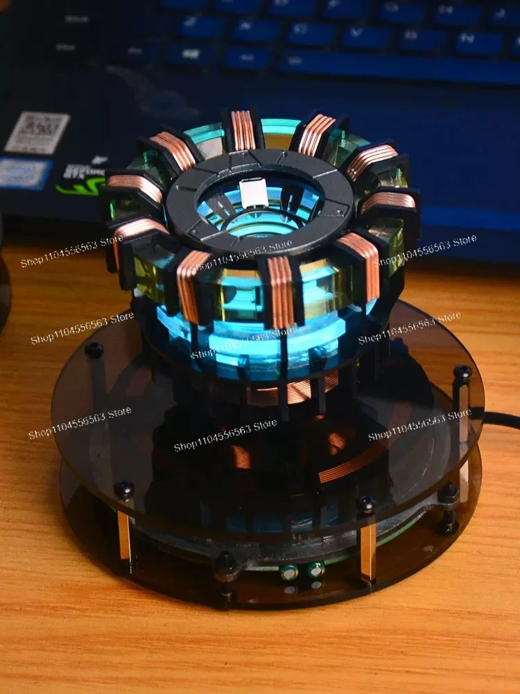 

Magnetic Levitation Reactor Inspired Display with LED, Creative Desk Decor Black Tech Gift for Office Home