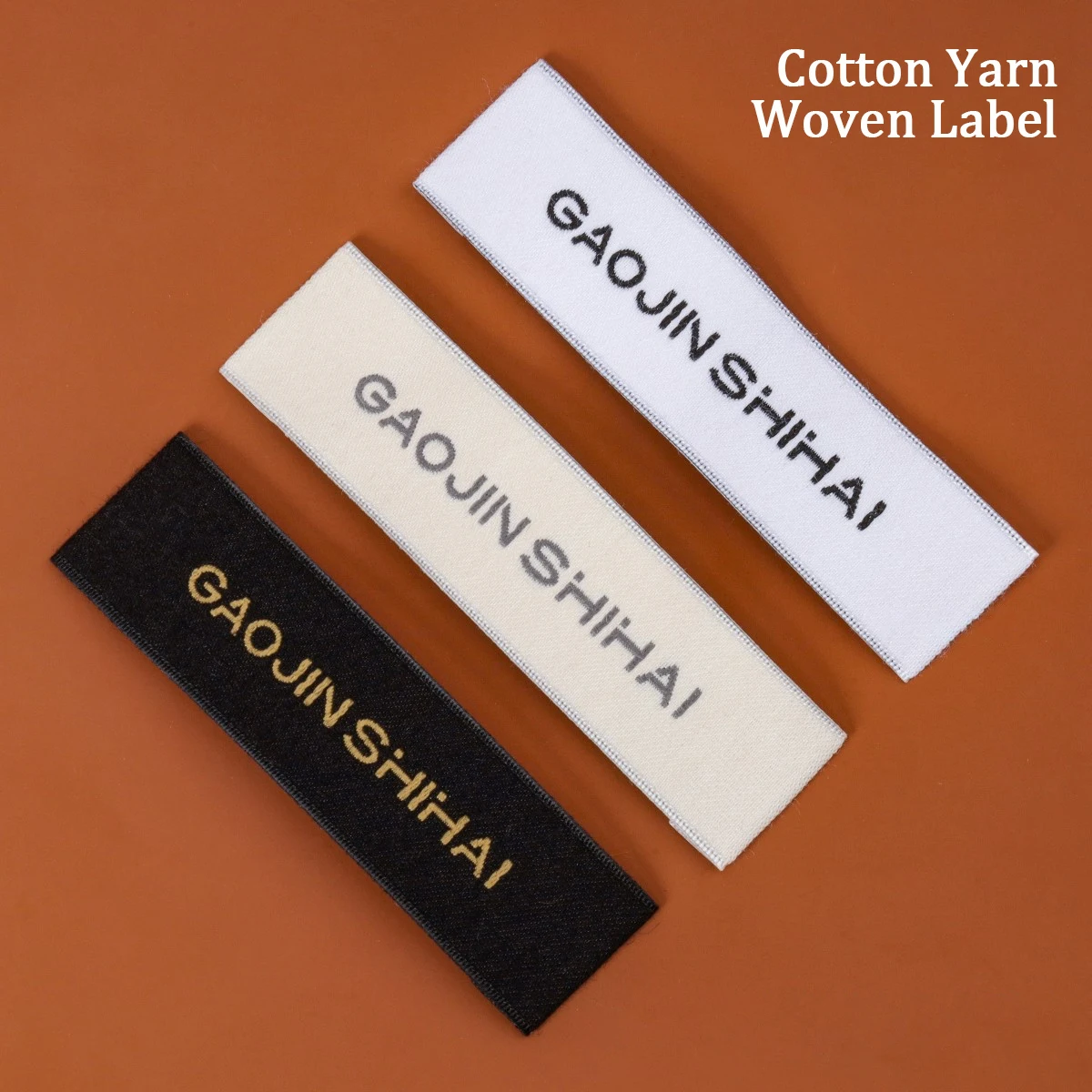 1.6X6.0CM Custom Computer Woven Cotton Neck Labels Black White Main Tags for Kids Clothing High Quality Low MOQ