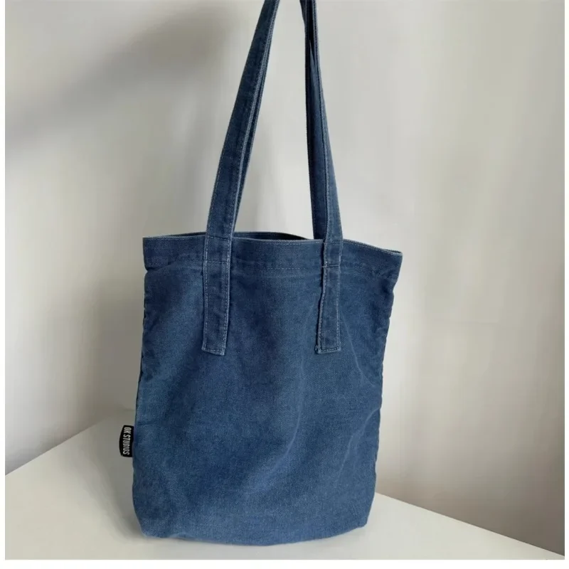 Original Version Classic Solid Color Backpack Korean Style Men Women Zipper Single Shoulder Canvas Blue Cowboy Wash Commute Bag