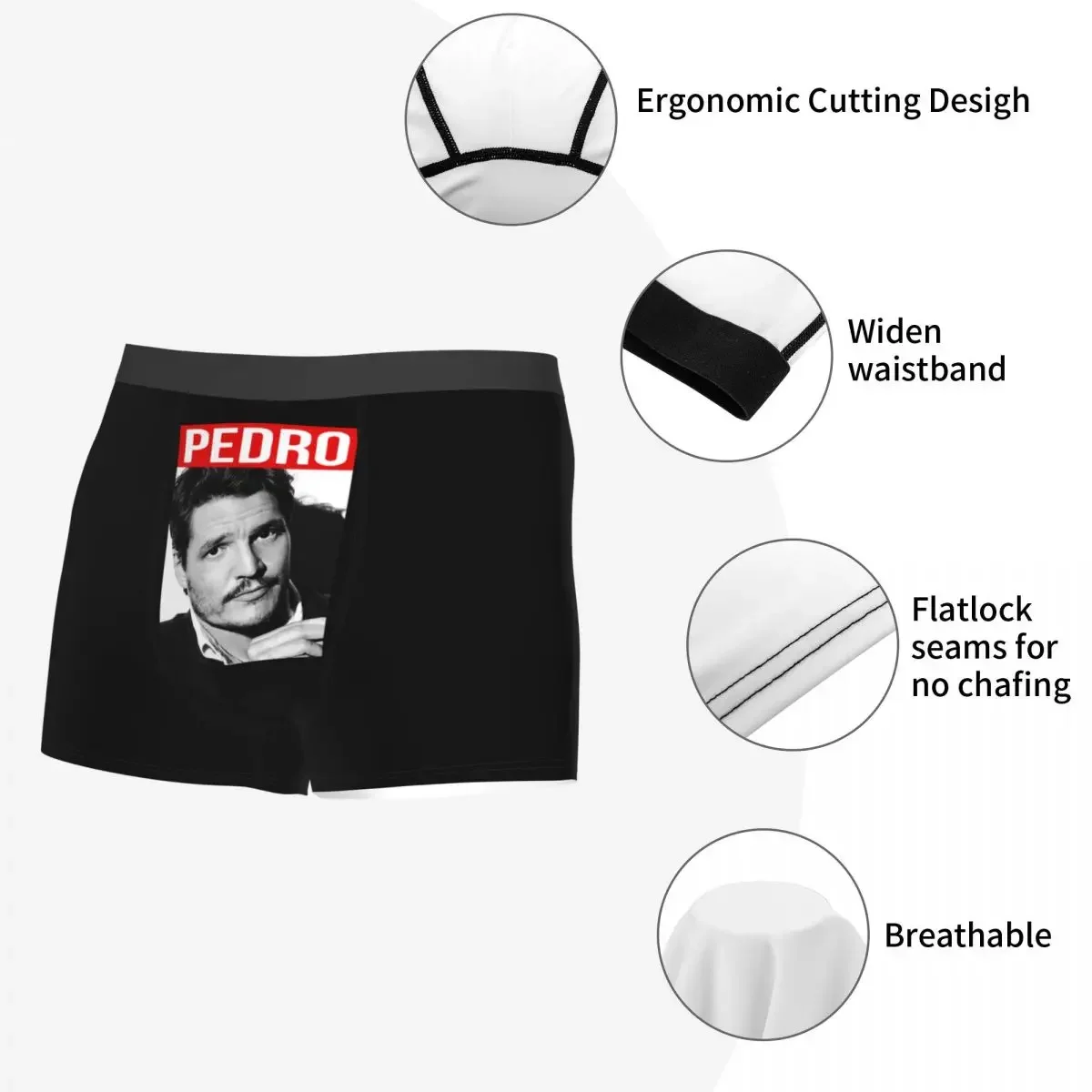 Men's Retro Pedro Pascal Underwear Movie Fashion Boxer Shorts Panties Male Soft Underpants