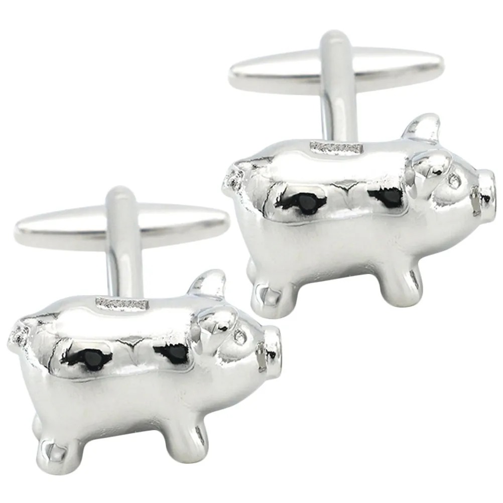 1Pair Funny Pig Money Box Cufflinks Creative Shirt Sleeve Buckle Men Clothing Accessories Business Formal Suit Gifts