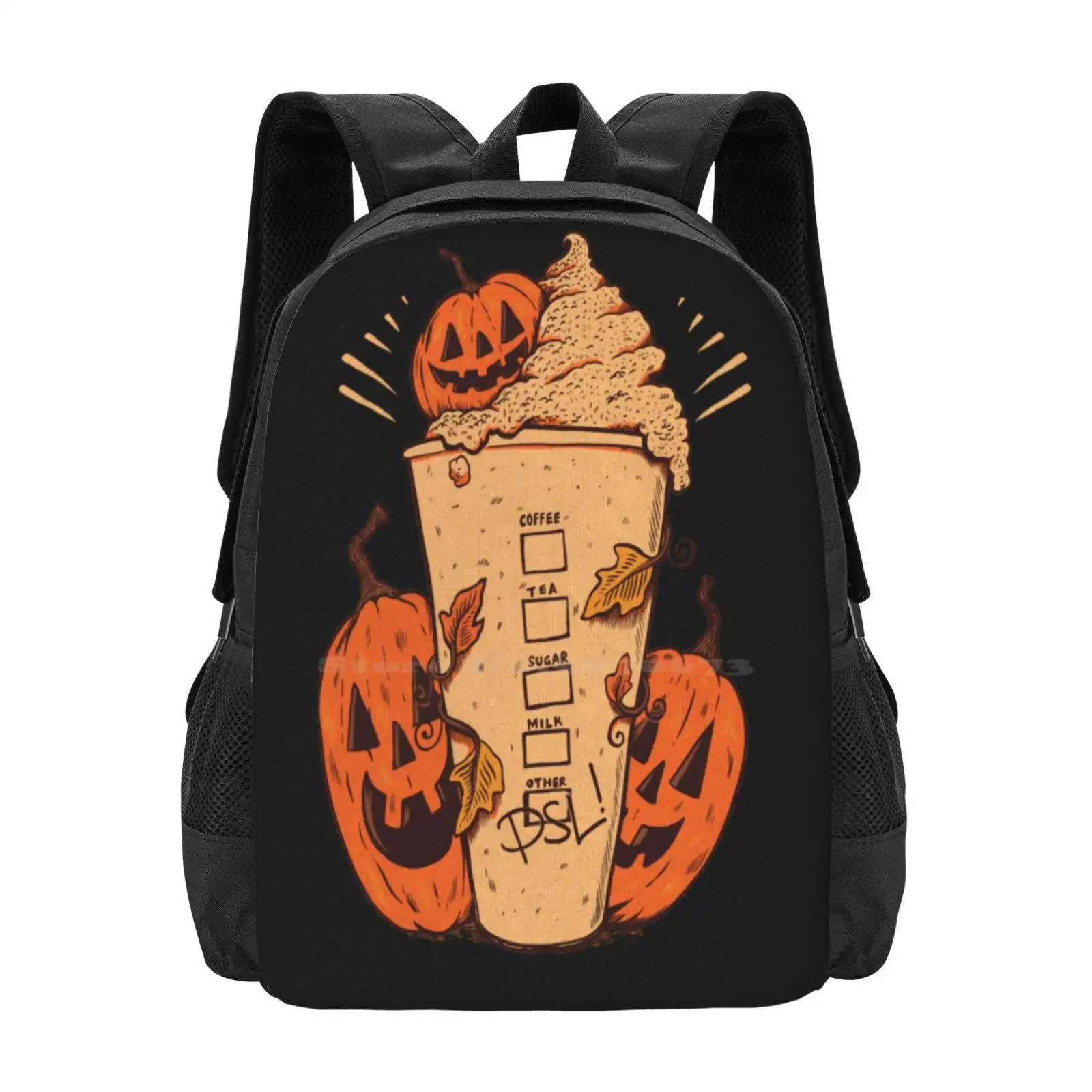 Mochila de zumo de calabaza, bolsa de moda, comida, bebida, espacio, miedo, cuchillo escalofriante, flor, divertido, Horror, gótico, Calavera, Vintage, gran oferta