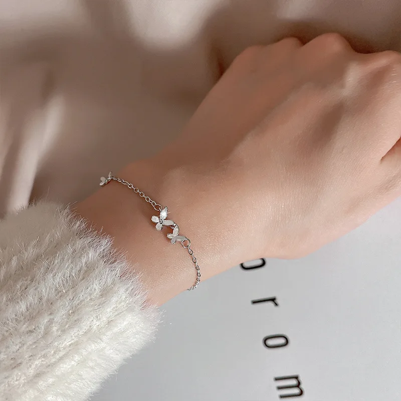 VENTFILLE 925 zilveren diamanten bezaaide vlinderarmband damesmode temperament bloem verstelbare armband