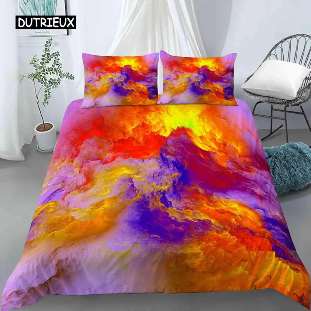 

Cloud Duvet Cover Set Microfiber Universe Outer Space Sea of Cloud Mystic Bedding Set Abstract Pattern King Twin Comforter Cover