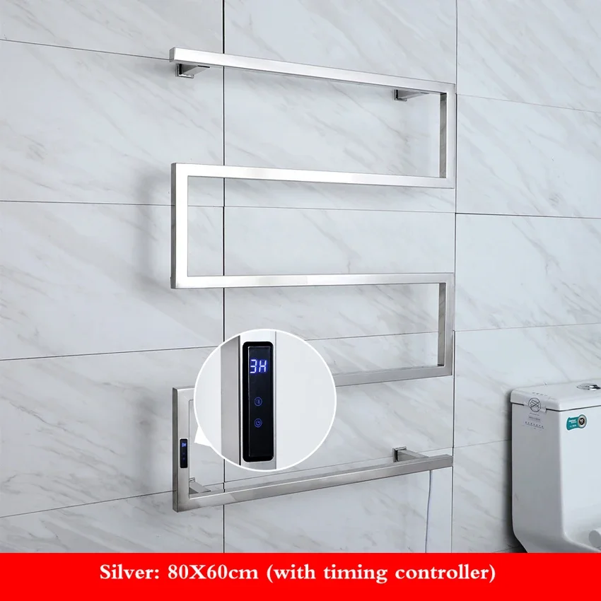 Electric Towel Rack 304 SUS 80*60*12cm Constant Temperature Heated Towel Warmer Can be Timing/Temperature adjustment