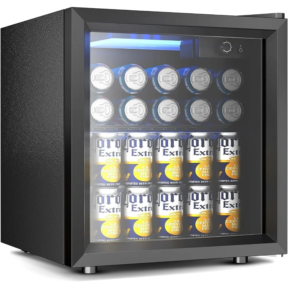 Can Beverage Refrigerator cooler-Mini Fridge Glass Door for Beer Drinks Wines, Freestanding Beverage Fridge