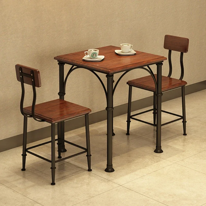 GY60 Industrial Wooden and Iron Dining Set, Creative Water Pipe Table, Afternoon Tea Chair Set, Rustic Dining Furniture