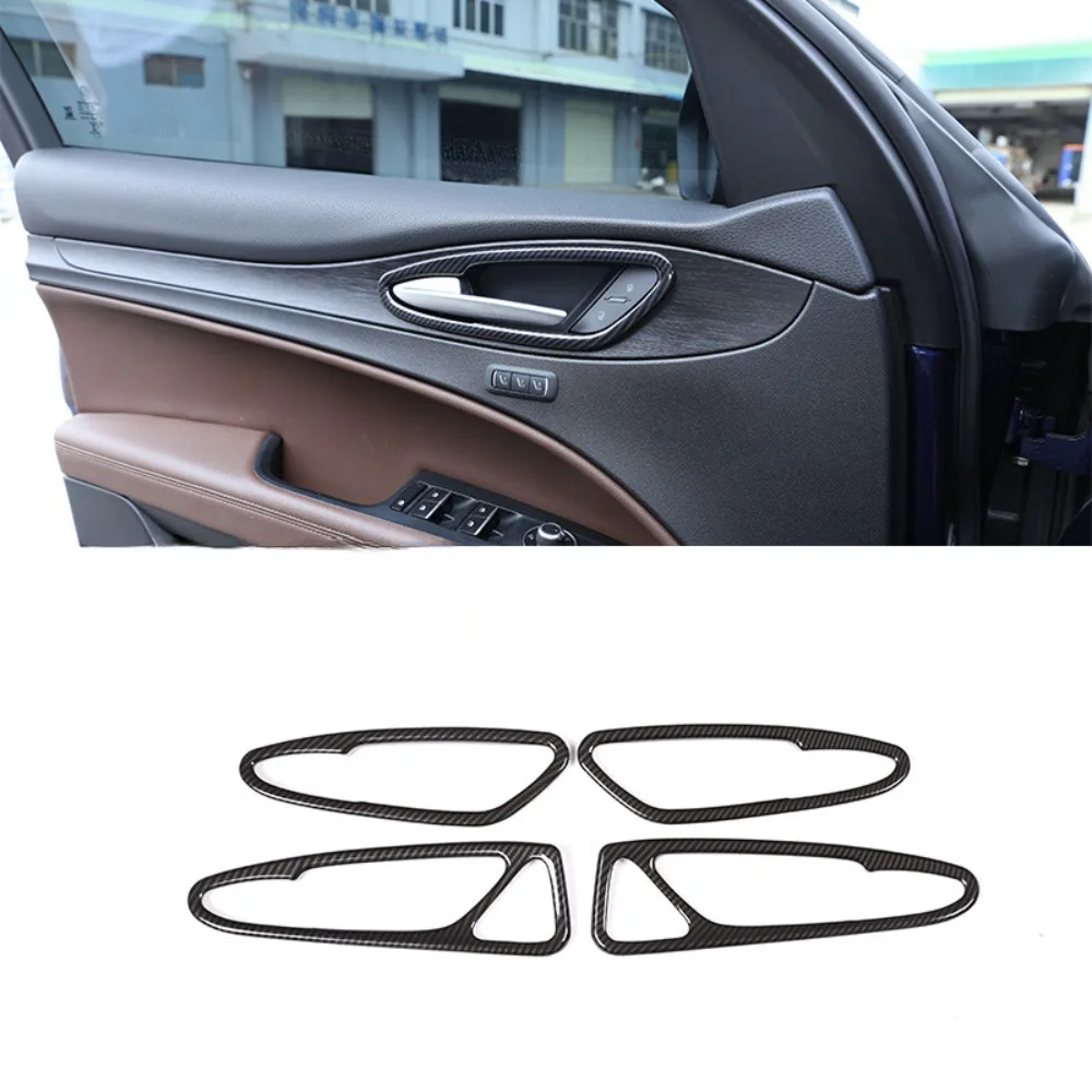 

For Alfa Romeo Stelvio 2017 2018 2019 2020 ABS Carbon Fiber Door Interior Handle Frame Trim 4pcs