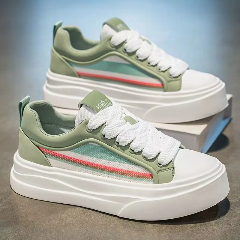 

Мужские новые летние сетчатые повседневные кроссовки на толстой подошве, нескользящие, дышащие, с защитой от запаха, с низким верхом, с круглым носком, на шнуровке, разноцветные кроссовки