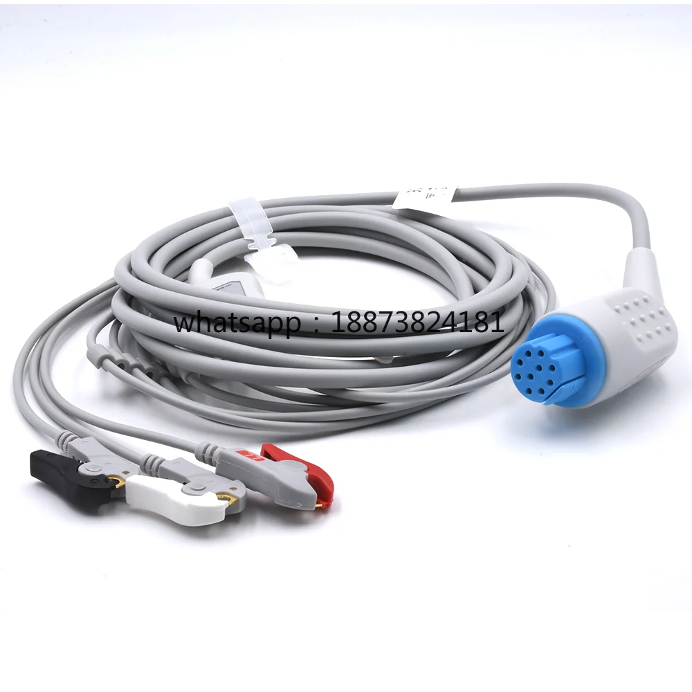 Cable and Leadwires 3 Leads Compatible GE Datex Ohmeda Patient Cable with Leads Grabber Caremed fast shipping
